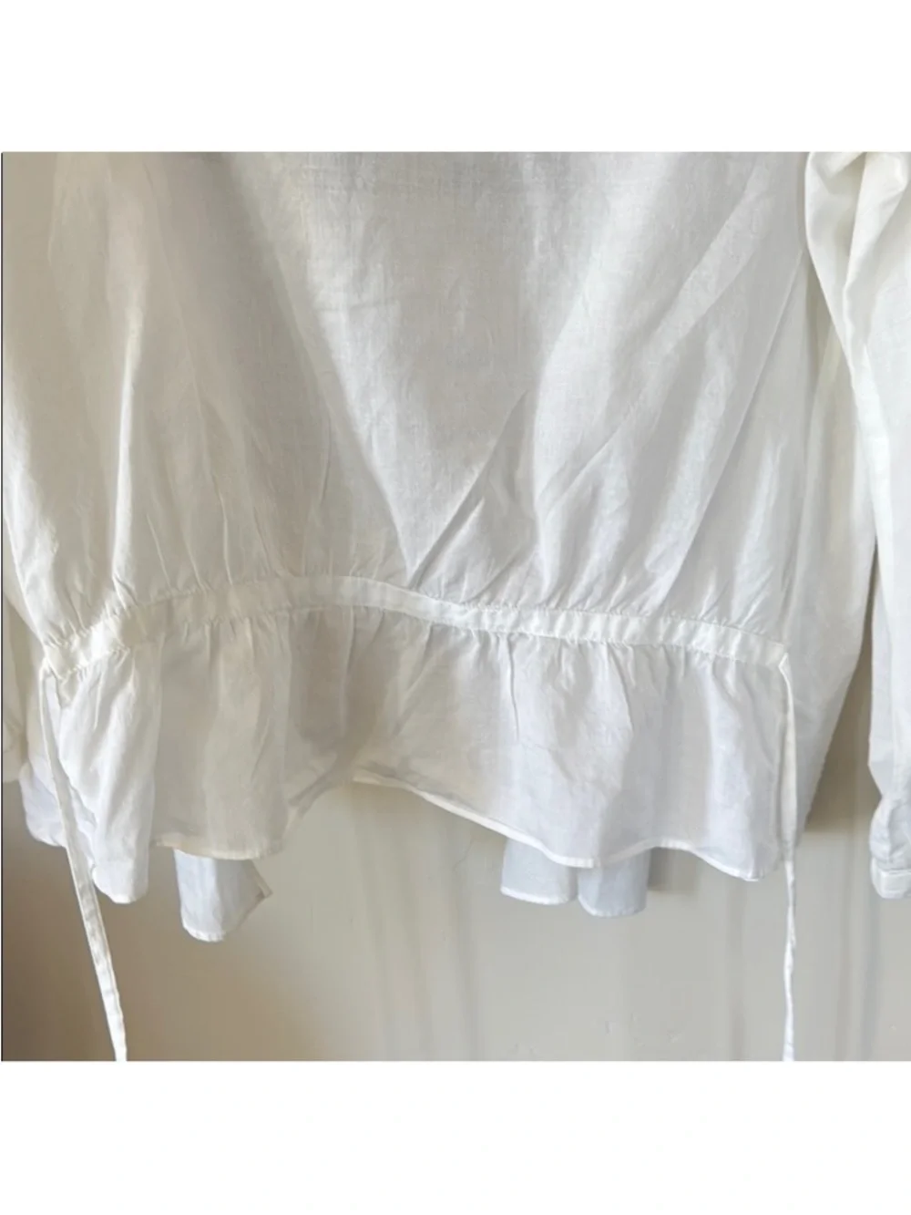 GAP White Embroidered Tie-Front Wrap Blouse - Picture 8 of 8